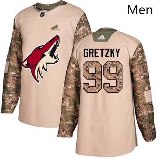 Mens Adidas Arizona Coyotes 99 Wayne Gretzky Authentic Camo Veterans Day Practice NHL Jersey